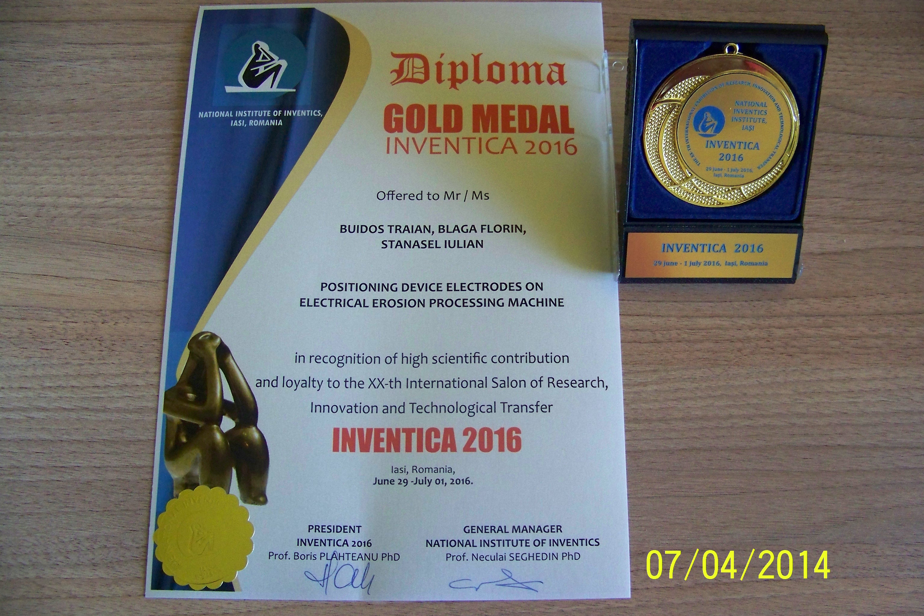 Premii Universitatea Ordea Salon Inventica Iasi 2016