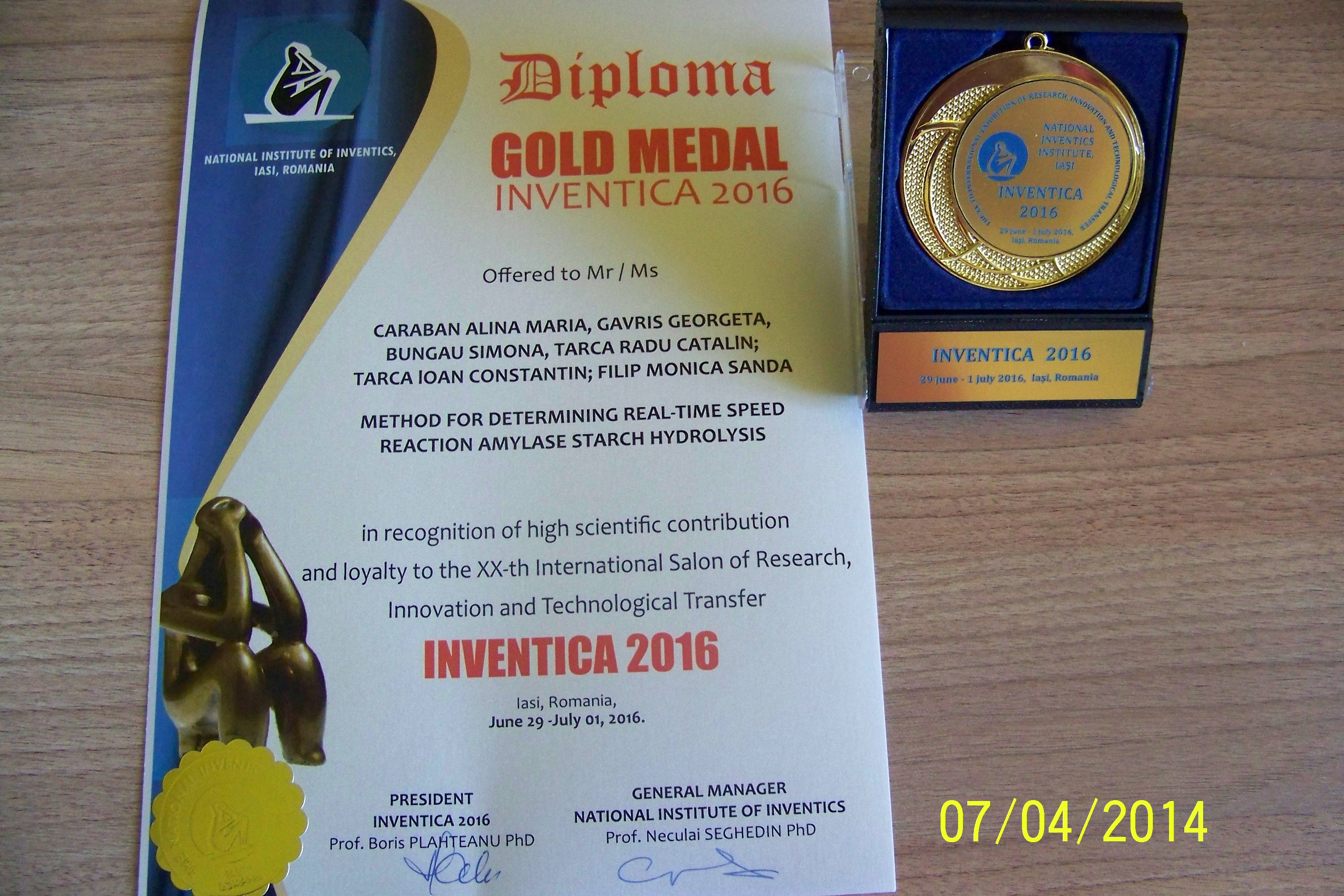 Premii Universitatea Ordea Salon Inventica Iasi 2016