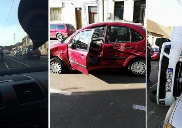 Accident pe str Primariei, o gravida transportata la spital dupa ce taxiul in care se afla s-a rasturnat