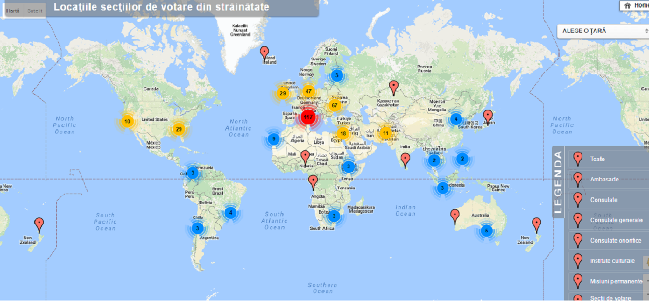MAE pune la dispoziţia cetăţenilor români locațiile secţiilor de votare din străinătate