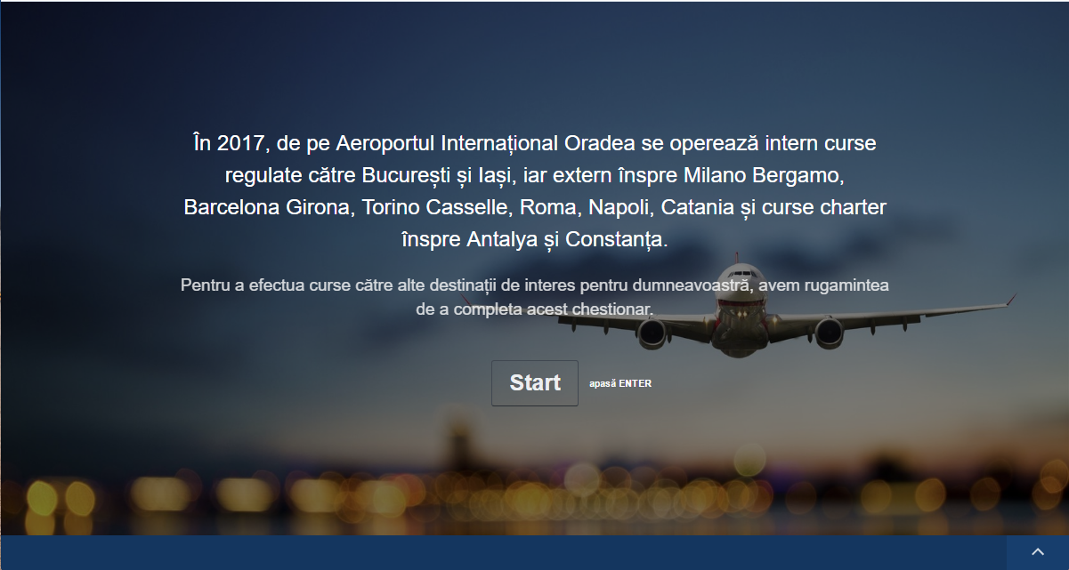 Chestionar Aeroportul Oradea: Catre ce destinatii doriti sa calatoriti?