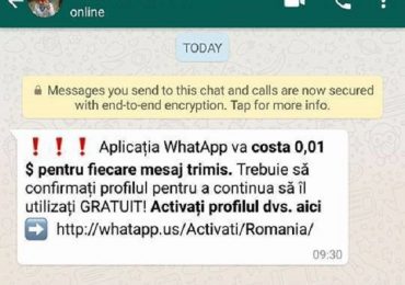 Utilizatorii serviciului de mesagerie WhatsApp, atenționați asupra unei campanii de phishing