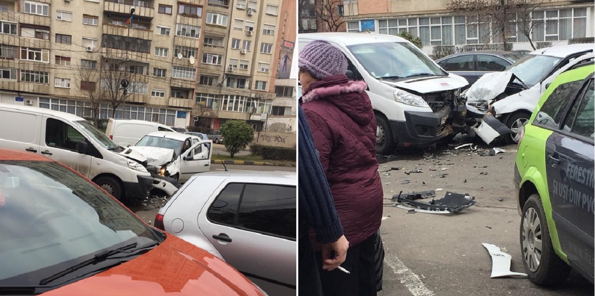 Coliziune frontala pe Bd. Dacia. A trecut peste scuarul despartitor si a izbit o autoutilitara