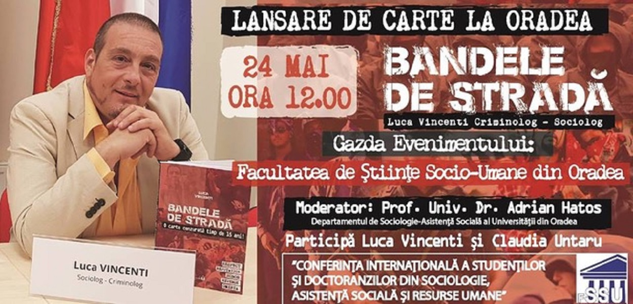 Sociologul – criminolog Luca Vincenti isi lanseaza cartea la Universitatea Oradea