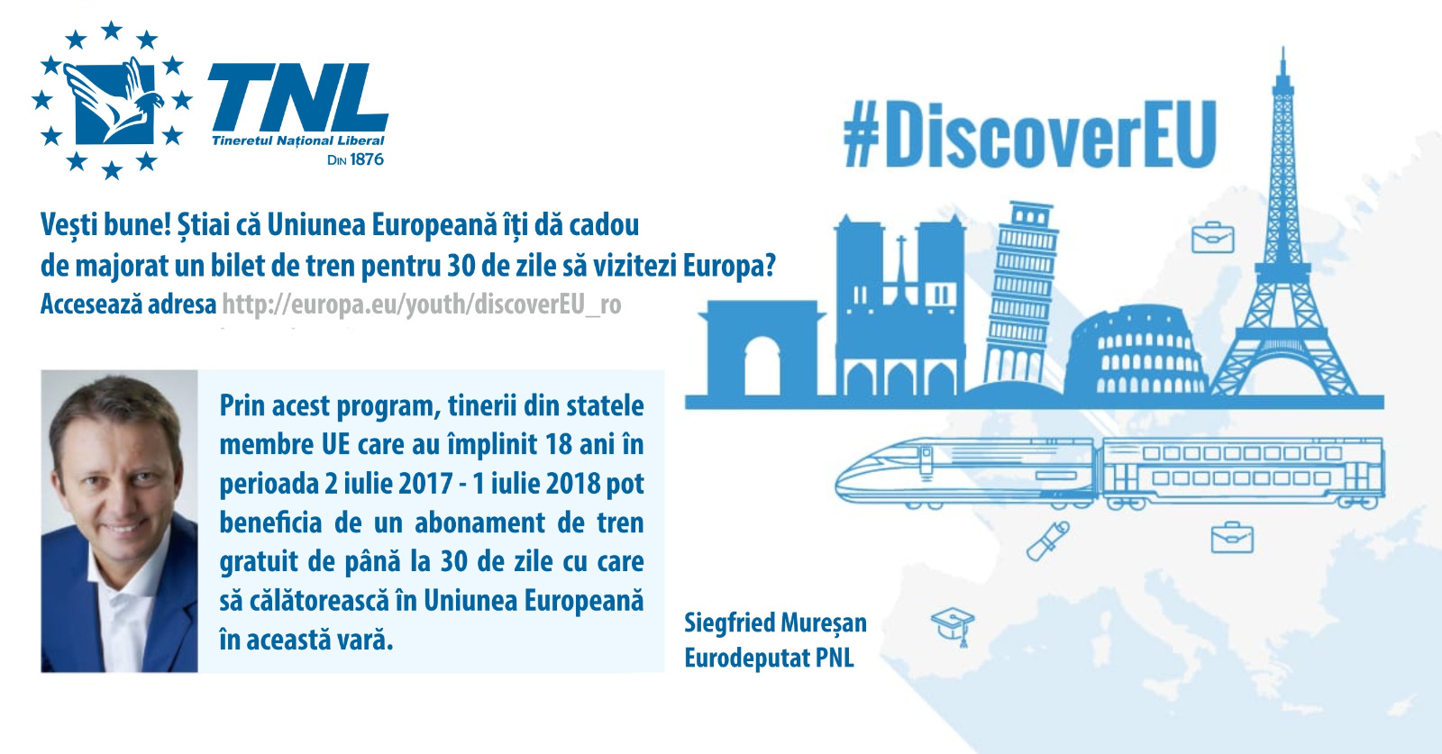 TNL: 750 tineri din România pot călători gratis în Uniunea Europeană
