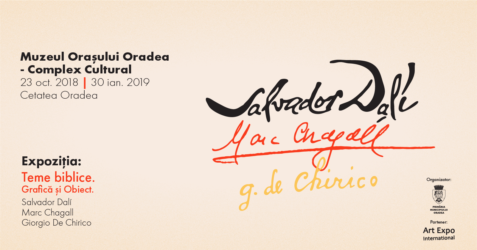 Expozitie la Muzeul Cetatii Oradea -Salvador Dalí, Marc Chagall și Giorgio de Chirico: Teme biblice. Grafică și Obiect