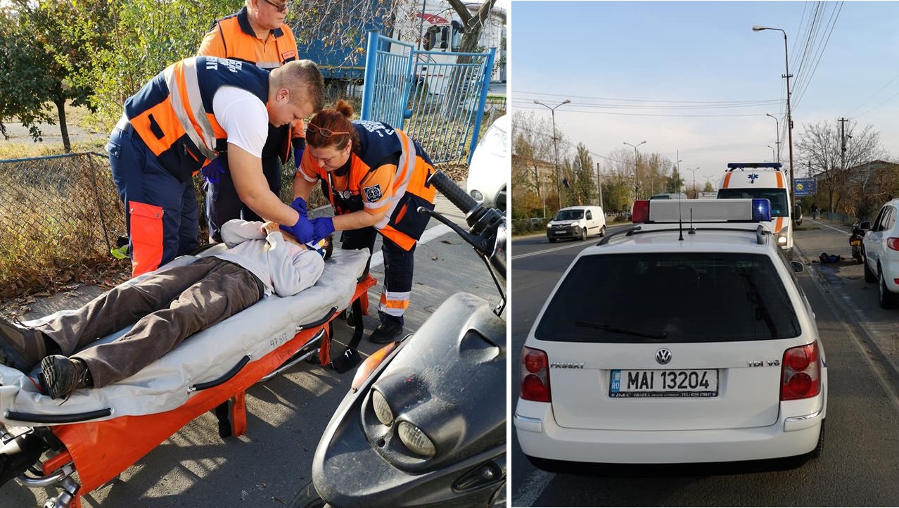 Moped lovit pe Borsului de un sofer care a fugit de la locului accidentului si prins rapid de politisti