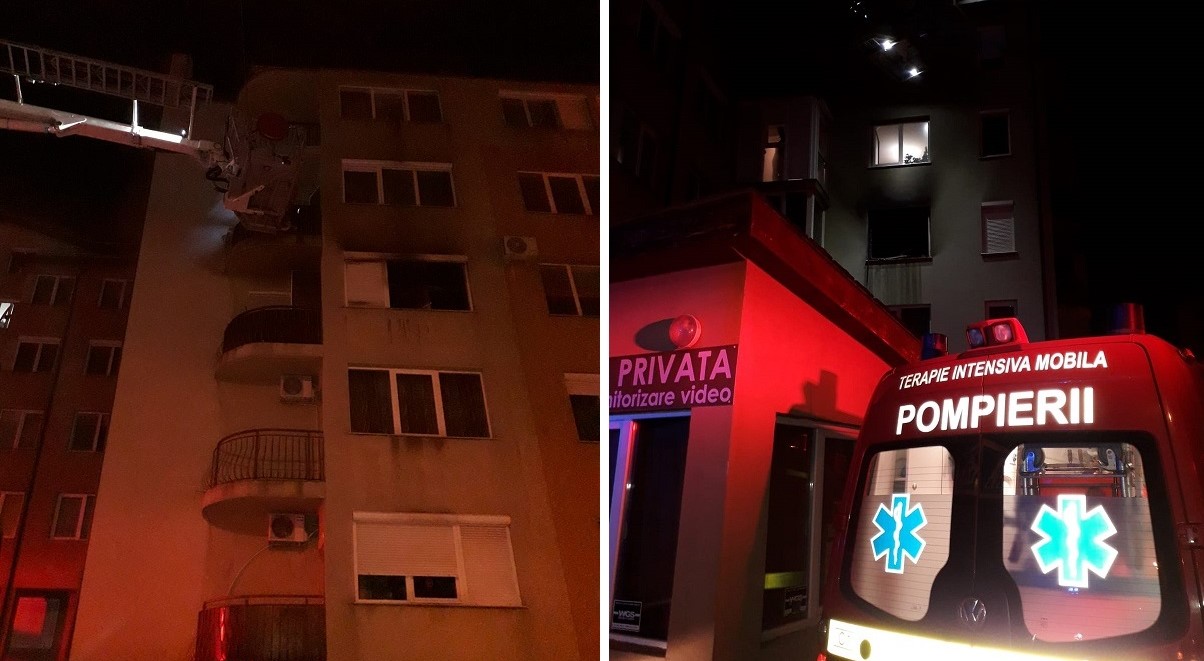 Incendiu in aceasta dimineata in Oradea. Un tanar de 25 de ani a sarit de la geam pt a se salva
