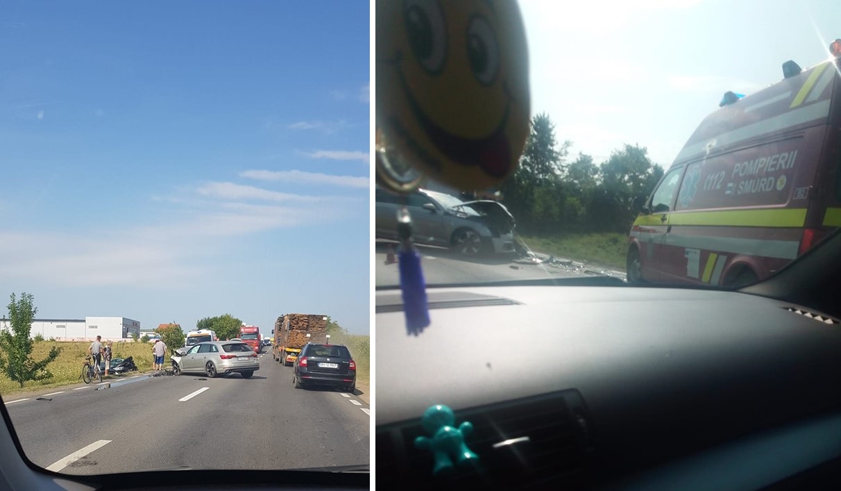Accident frontal in Osorhei. Ambii soferi au suferit multiple leziuni si au ajuns la spital