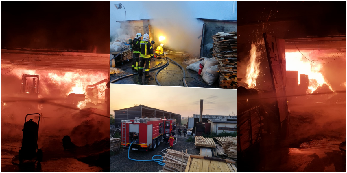 Incendiu puternic la o fabrica de mobila din Oradea, in aceasta noapte. Flacari violente pe aproape 750 mp (FOTO/VIDEO)