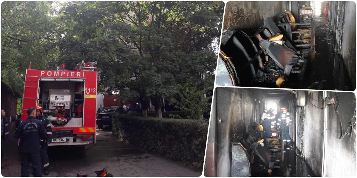 Incendiu intr-un bloc de locuinte de pe strada Aluminei din Oradea. Mai multe persoane s-au intoxicat cu fum