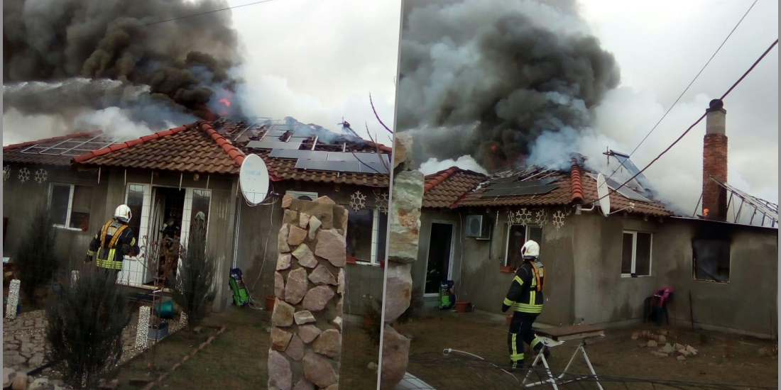 Incendiu violent in Osorhei. Focul a pornit de la o centrala termica alimentata necorespunzator