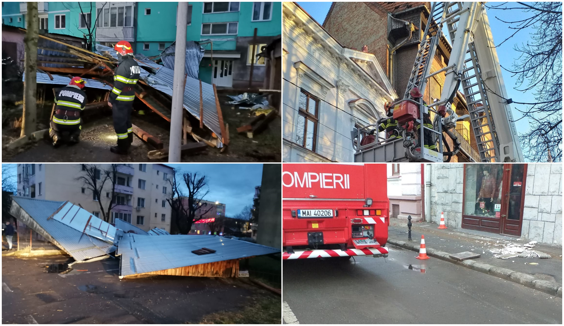 Vantul din aceasta noapte a cauzat prabusirea mai multor copaci si acoperisuri in Oradea si judetul Bihor. (FOTO)