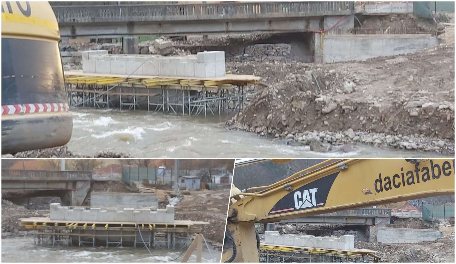 Continua lucrarile de constructie la noul pod peste Crisul Repede de la Bulz