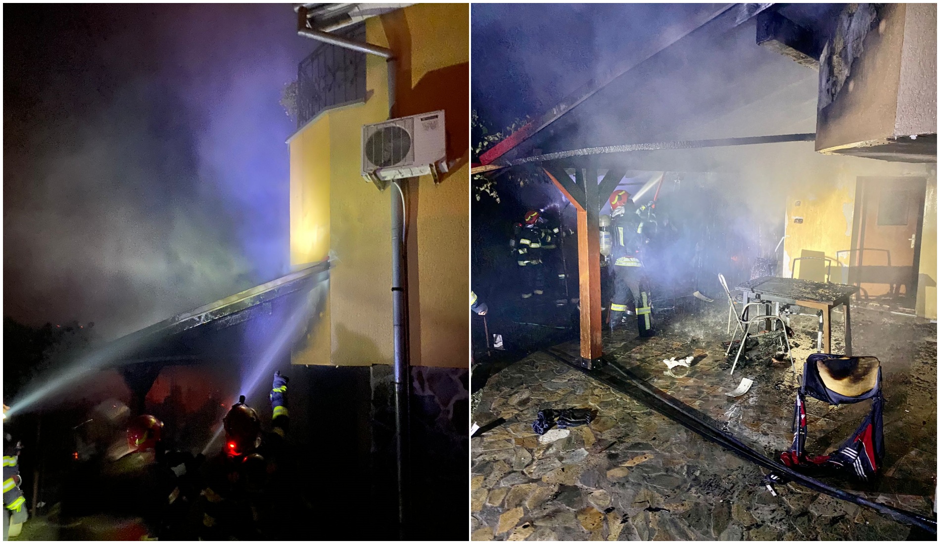 Incendiu violent la un bar din Oradea. Au ars terasa si mai multe acareturi din curtea proprietarului