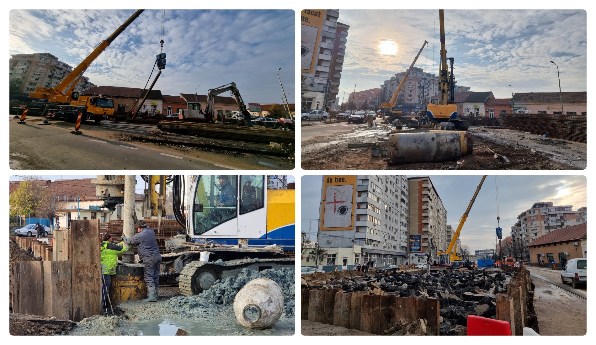 A început forarea primilor piloți la pasajul din zona Pieței Cetate (foto)