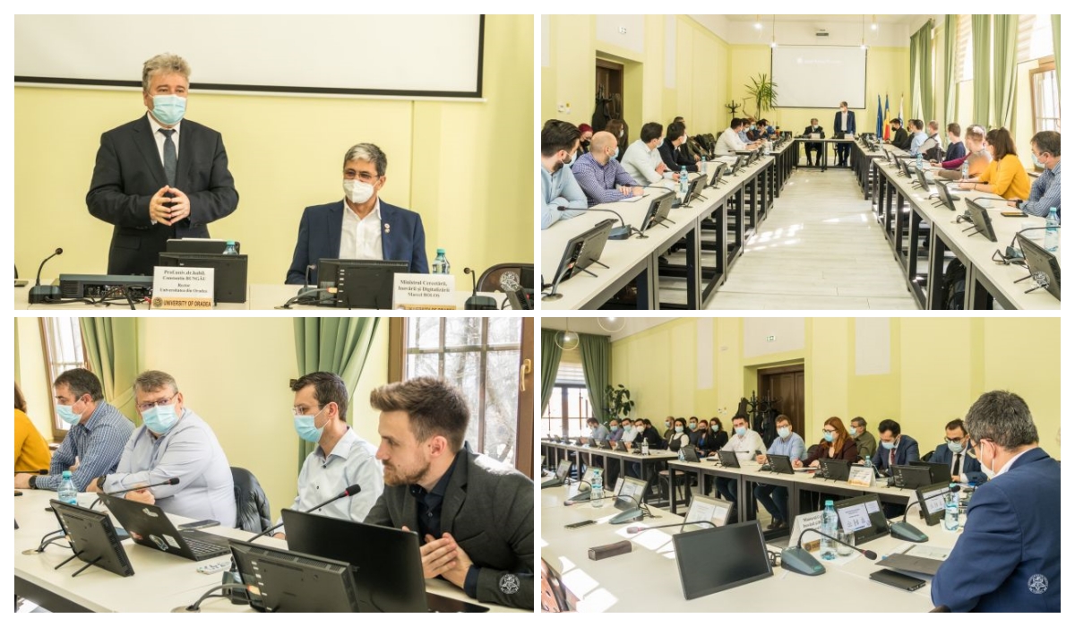 Marcel Boloș, ministrul Cercetării, Inovării și Digitalizării a fost invitat la Universitatea Oradea la un eveniment dedicat dialogului între mediul de cercetare-inovare și companiile din domeniile tehnologiilor emergente
