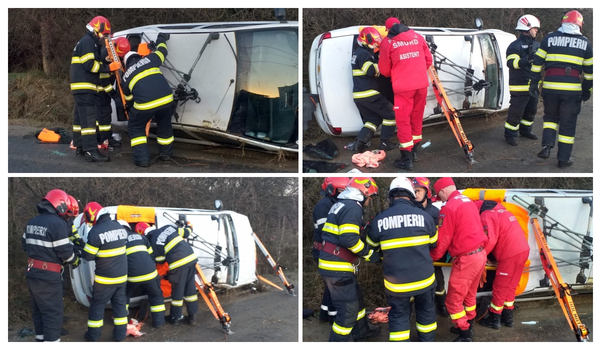 Accident grav in Oradea in aceasta dimineata. O soferinta a ramas incarcerata dupa ce s-a rasturnat cu autoturismul pe care il conducea. Femeia a ajuns la spital