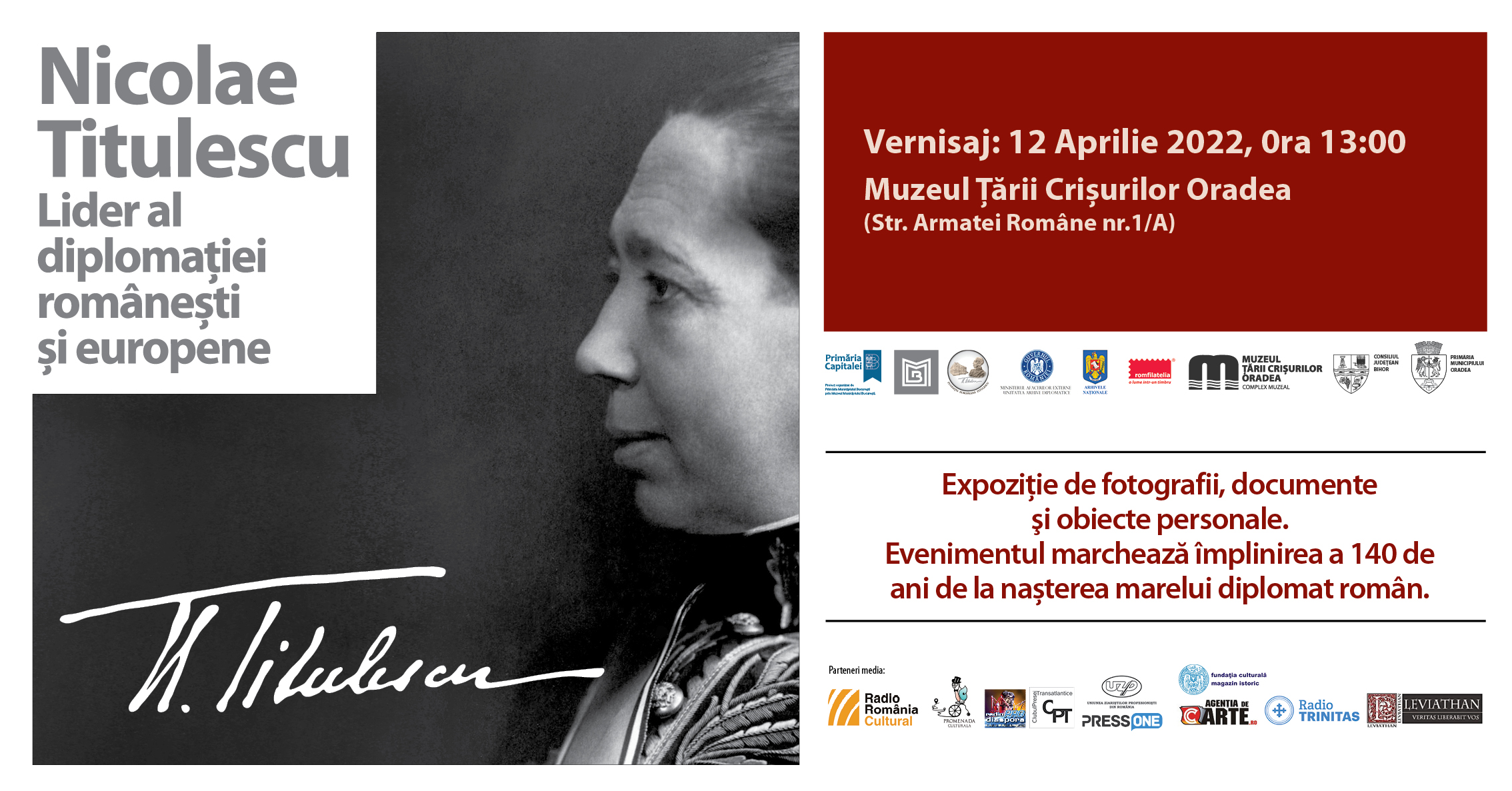Expozitie de documente si fotografii de epoca despre viata, activitatea diplomatica si politica a lui Nicolae Titulescu la Muzeul Tarii Crisurilor