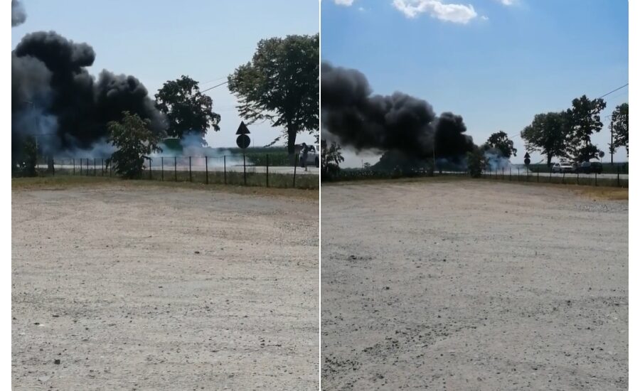 Trei masini au ars pe DN 79 in localitatea Gepiu, in urma unui accident rutier