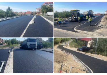 FOTO | S-a turnat stratul final de asfalt la noul pod peste Peța, ce leagă străzile Radu Enescu și Trotușului