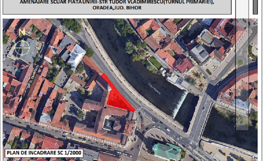 Scuarul de pe latura nordică a clădirii Primăriei Oradea va fi amenajat