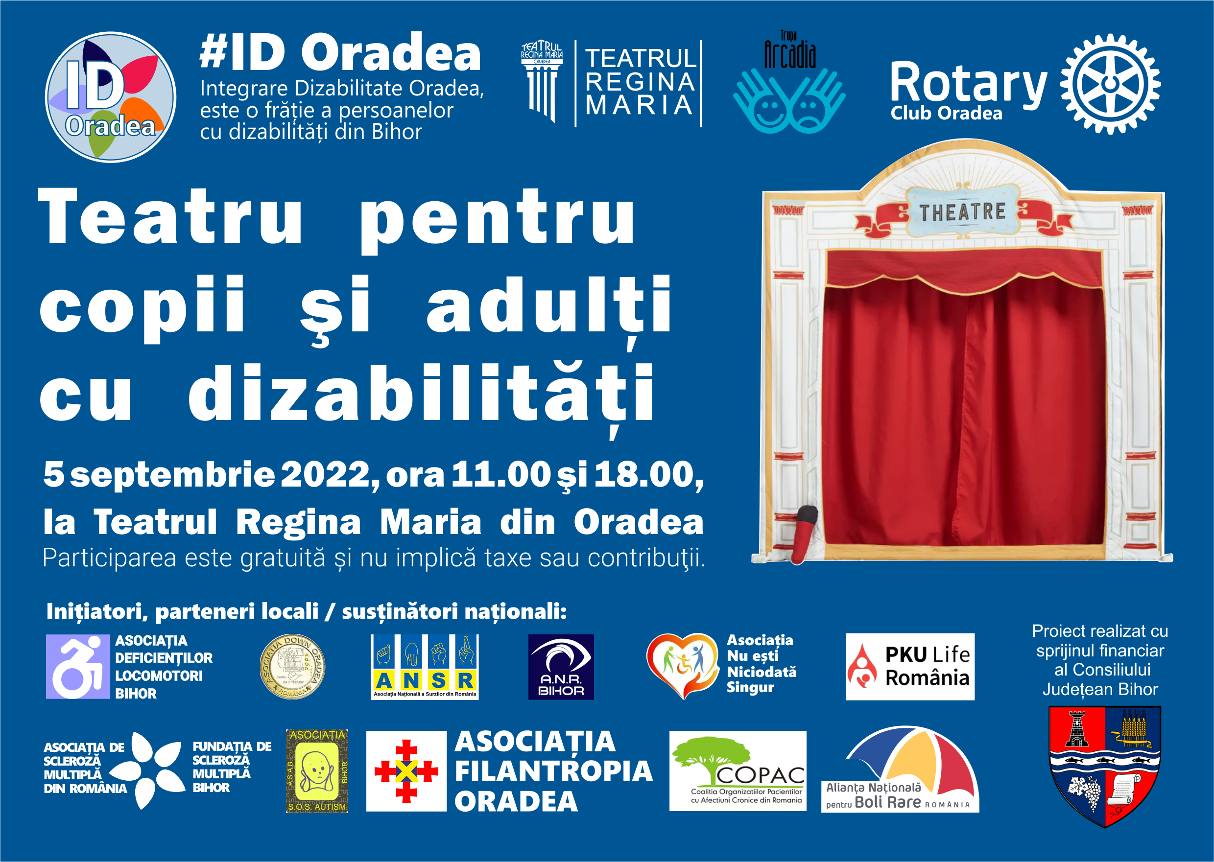 Spectacole gratuite pentru copii și adolescenți cu dizabilități la Teatrul Regina Maria cu ocazia Zilei Internaționale a Carității
