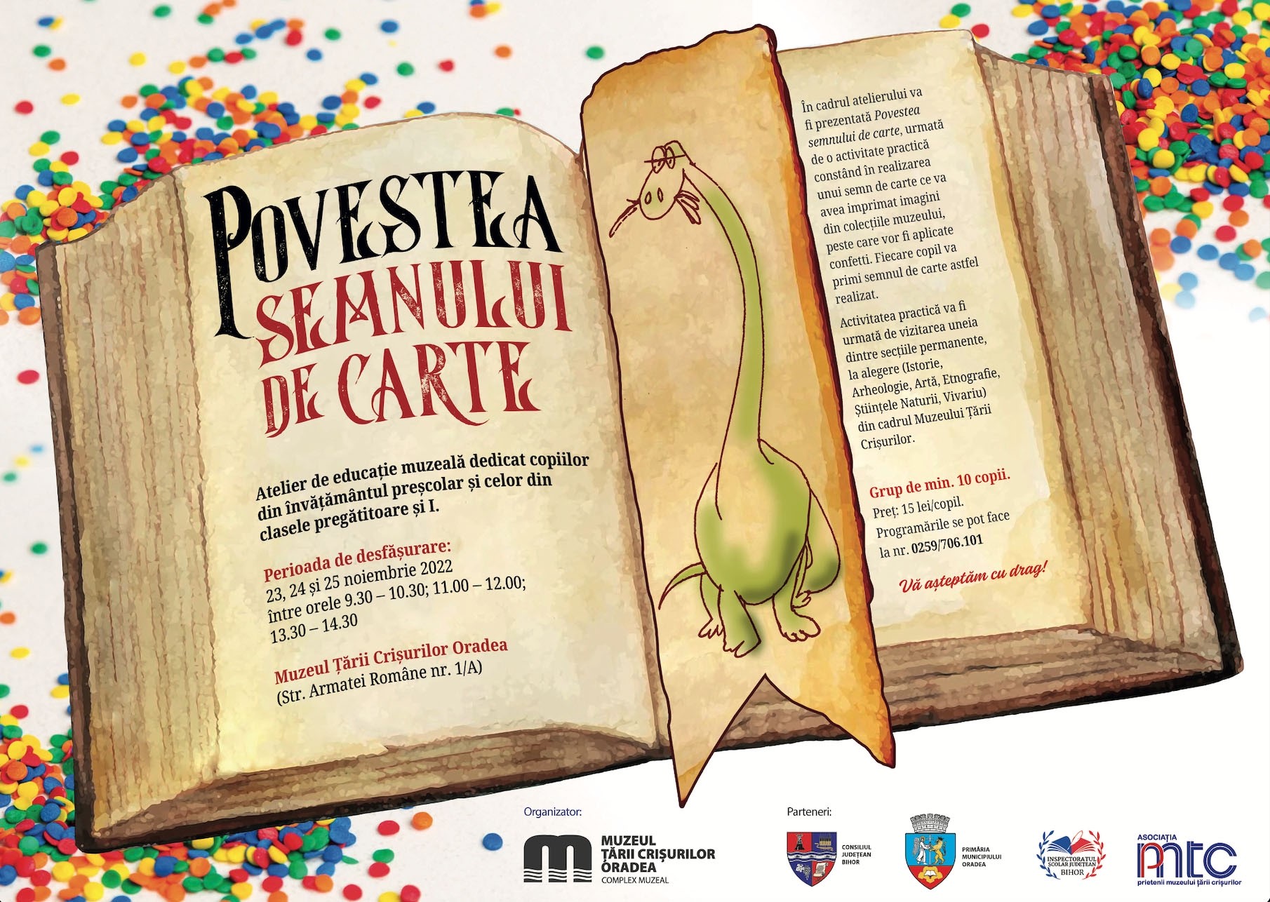 Povestea semnului de carte | Atelier dedicat copiilor la Muzeul Tarii Crisurilor