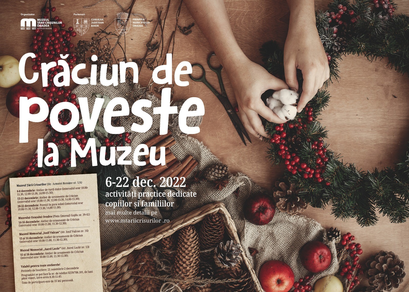 Crăciun de poveste la Muzeu – Activitati pentru elevi, dedicate sarbatorilor de iarna la muzeele din Oradea
