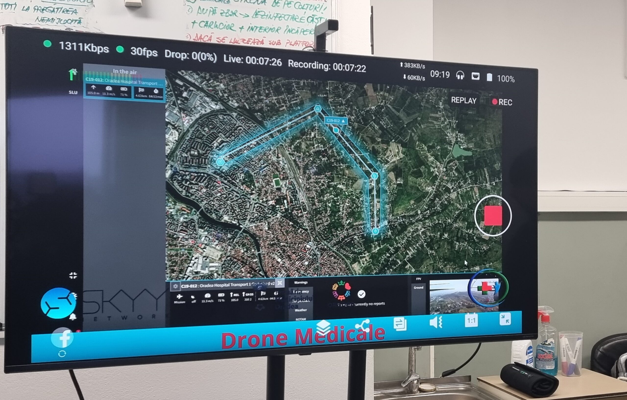 Foto | 8 minute a durat zborul dronei medicale intre Spitalul de Urgenta si Spitalul Municipal Oradea. Proiectul va fi implementat si la spitalele din judetul Bihor