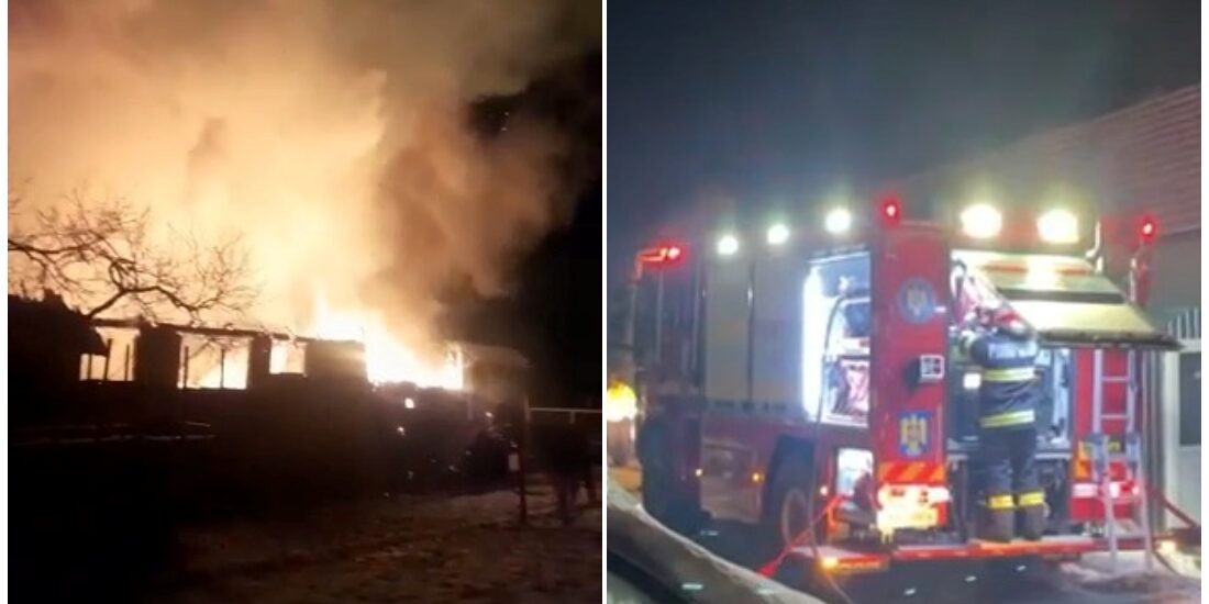 Foto/Video | Incendiu violent, in aceasta noapte, in localitatea Hidisel, comuna Dobresti.