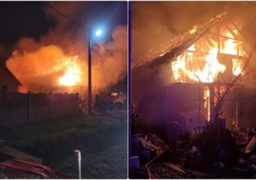 Foto/Video | Incendiu deosebit de violent in aceasta dimineata in Santion. Focul a cuprins 2 case si mai multe anexe