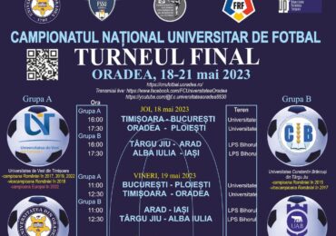 Universitatea din Oradea gazduieste pentru al doilea an consecutiv turneul final al Campionatului National de Fotbal Universitar