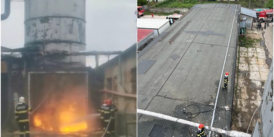 Foto | Incendiu la o fabrica de prelucrarea lemnului din Lunca, judetul Bihor