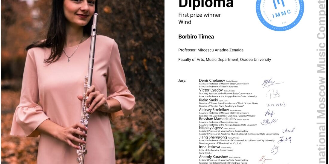 Borbiro Timea, studentă a Universității din Oradea, din nou laureată a unui mare concurs internațional de interpretare muzicală