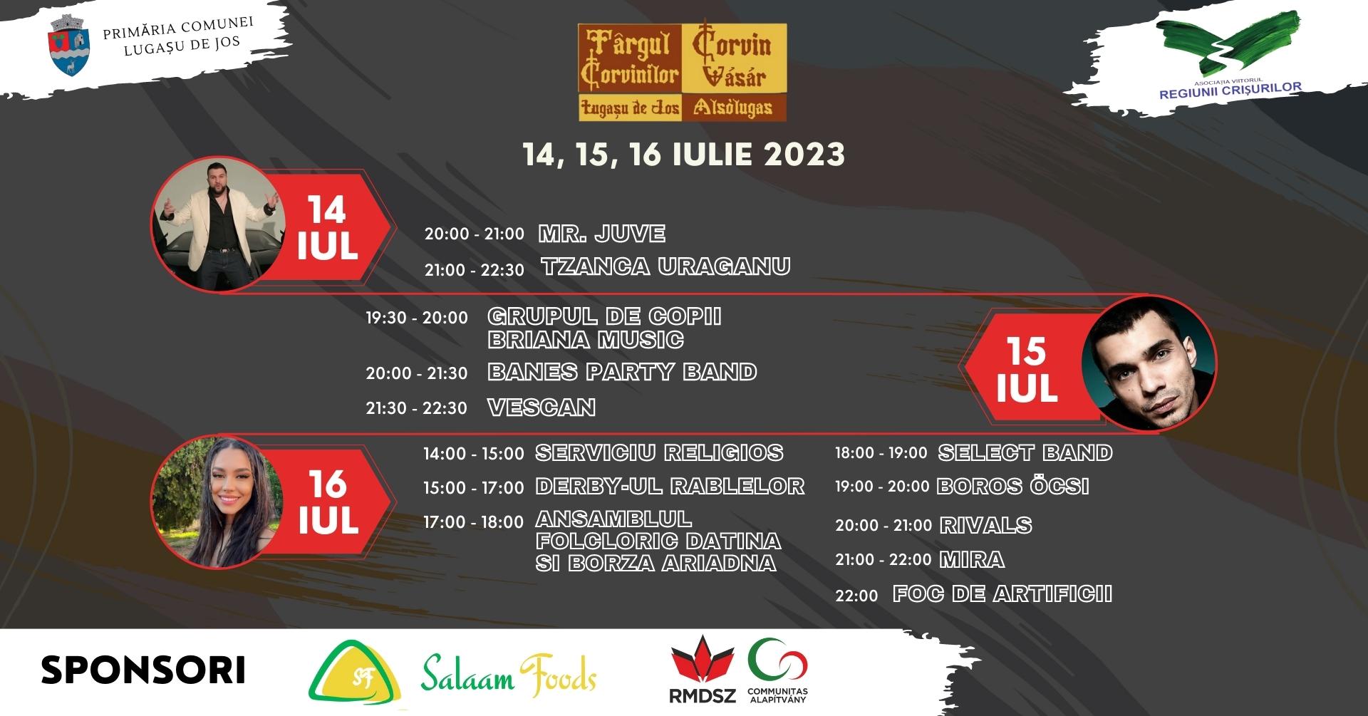 Incepe Targul Corvinilor, editia 2023 la Lugasu de Jos. Concerte Vescan, Mira sau Tzanca Uraganul