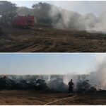 Foto – Video | 13 ore s-au luptat pompierii bihoreni sa stinga un incendiu devastator, care a cuprins peste 1000 de baloti de paie in localitatea Targusor, judetul Bihor