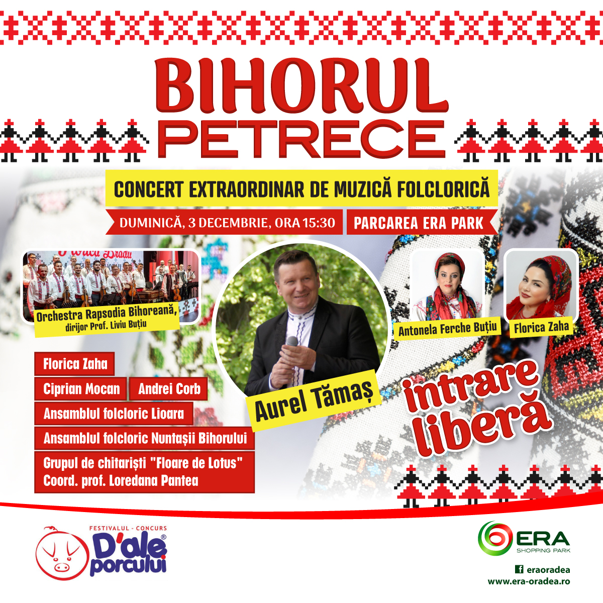 O noua editie a Festivalului – concurs „D’ale porcului” la ERA Park Oradea. Aurel Tamas, Florica Zaha si alti artisti consacrati asteapta oradenii la concerte si degustari de produse locale