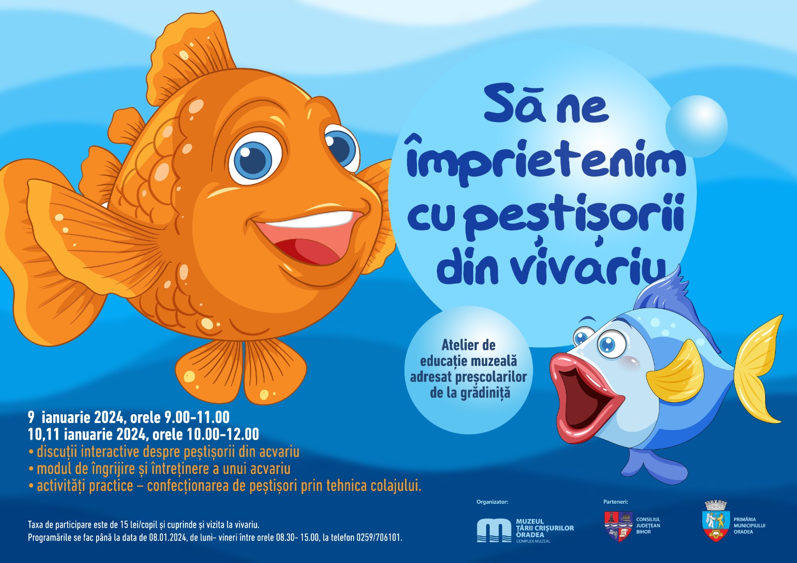 Atelier de educație muzeală –  Să ne împrietenim cu peștișorii din vivariu la Muzeul Tarii Crisurilor