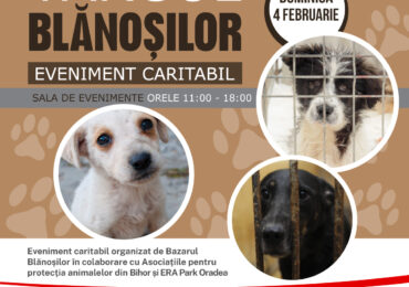 Târg caritabil pentru animalele fără stăpân, duminica, 4 februarie, la ERA Park Oradea!