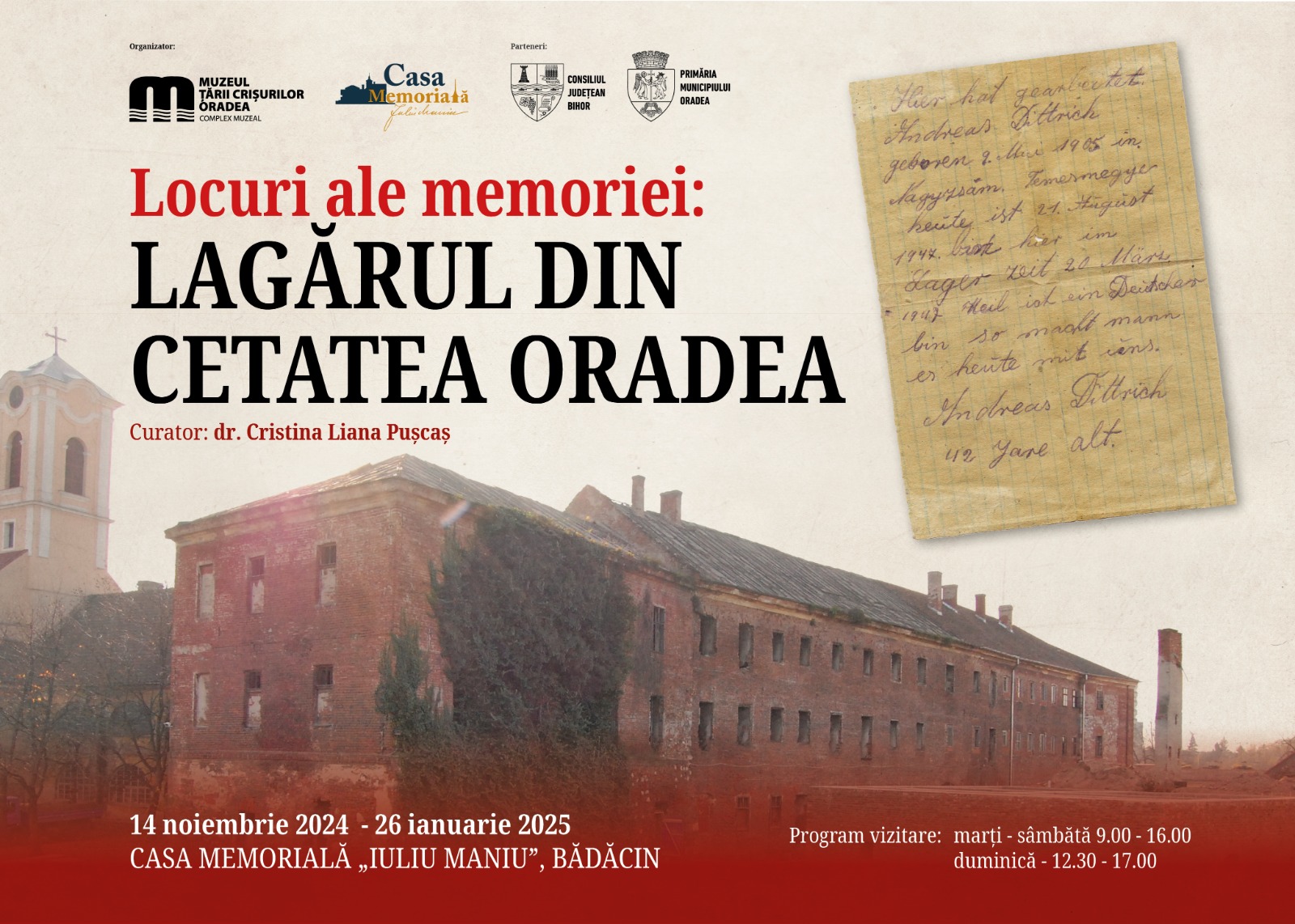 „35 de ani de la căderea regimurilor comuniste în Europa de Est”:  Conferință și vernisajul expoziției „Lagărul din Cetatea Oradea”