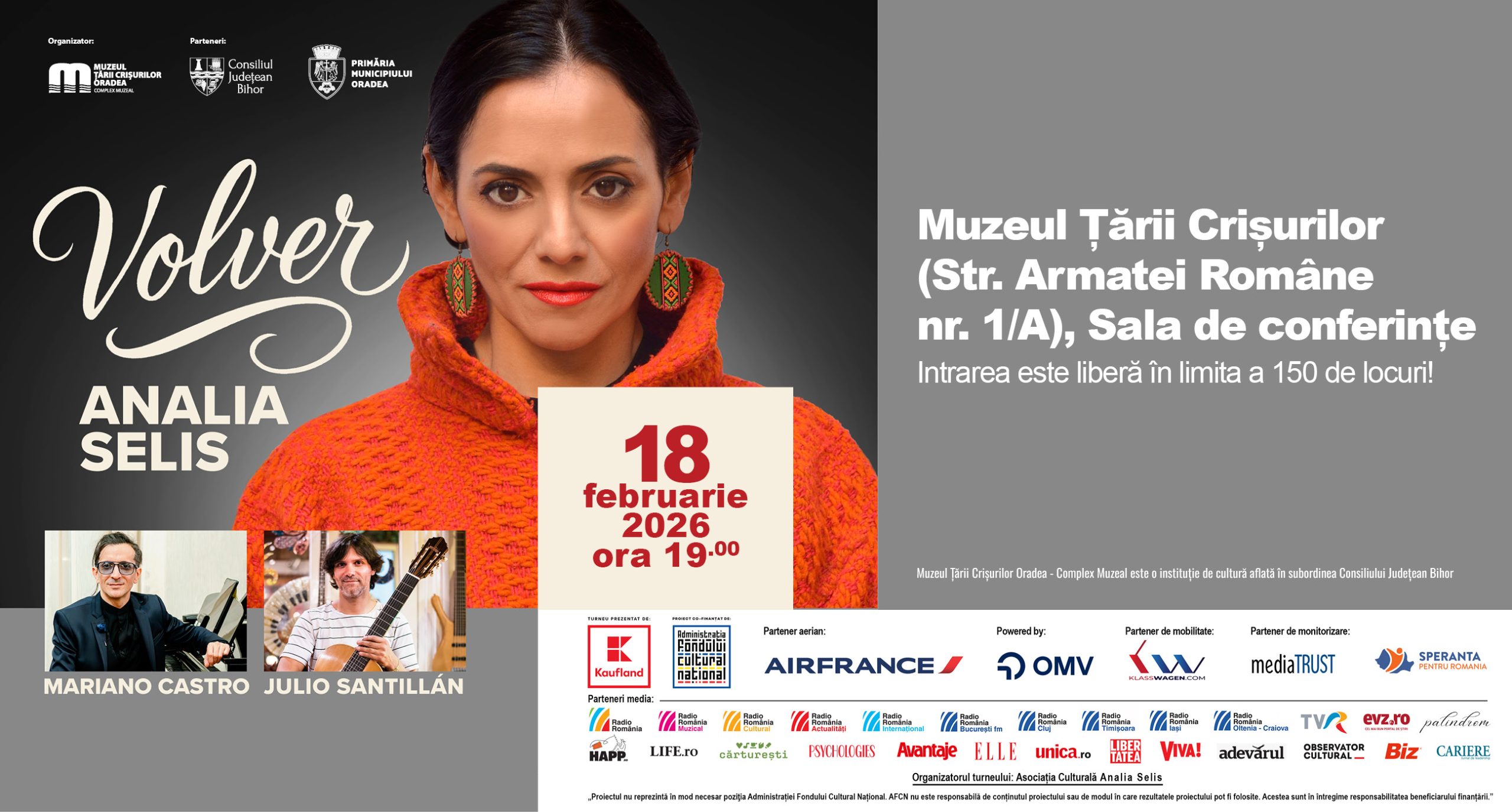 Analia Selis aduce turneul „VOLVER” la Oradea, concert gratuit