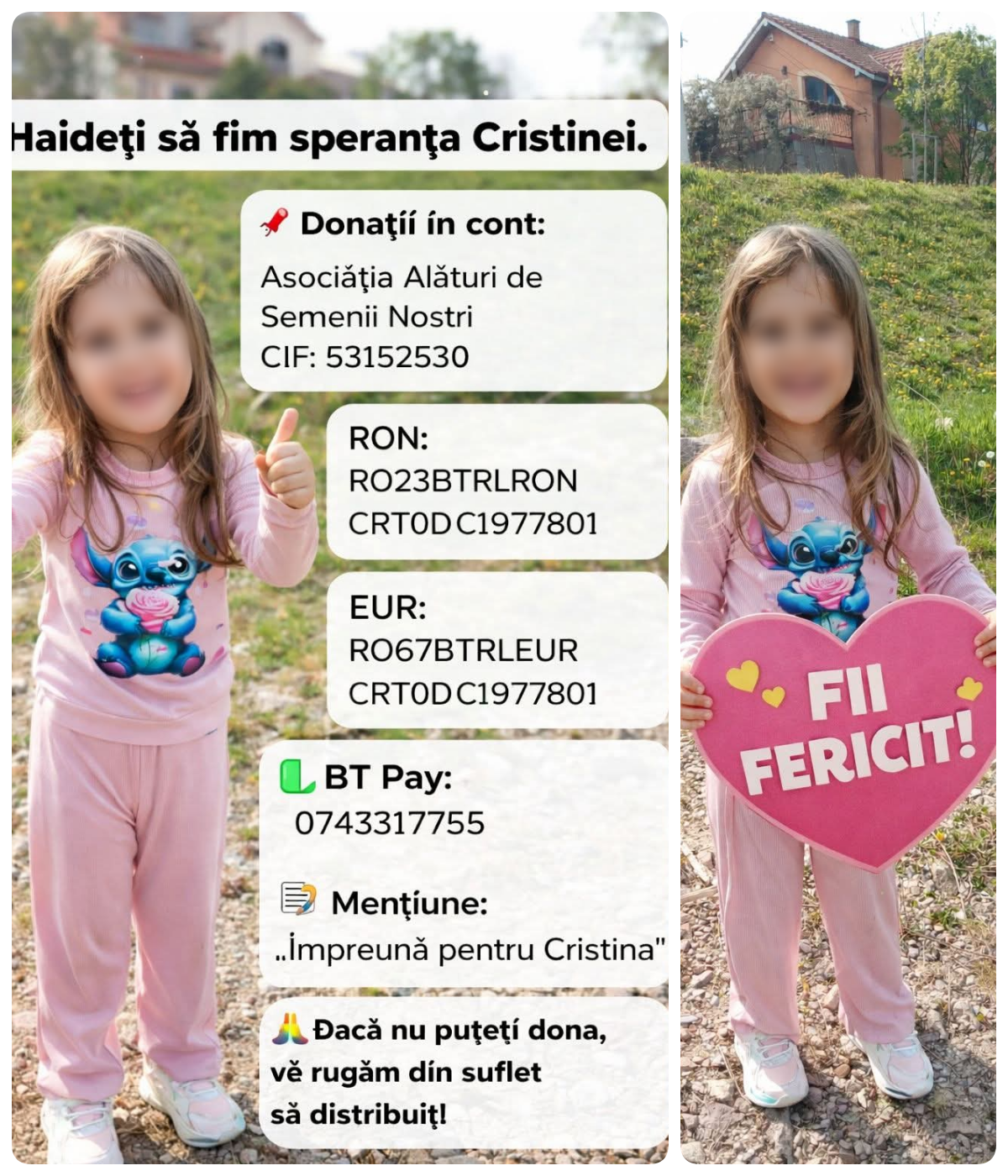 Cristina, o fetita de 5 ani, luptă cu un sindrom rar și are nevoie de ajutor