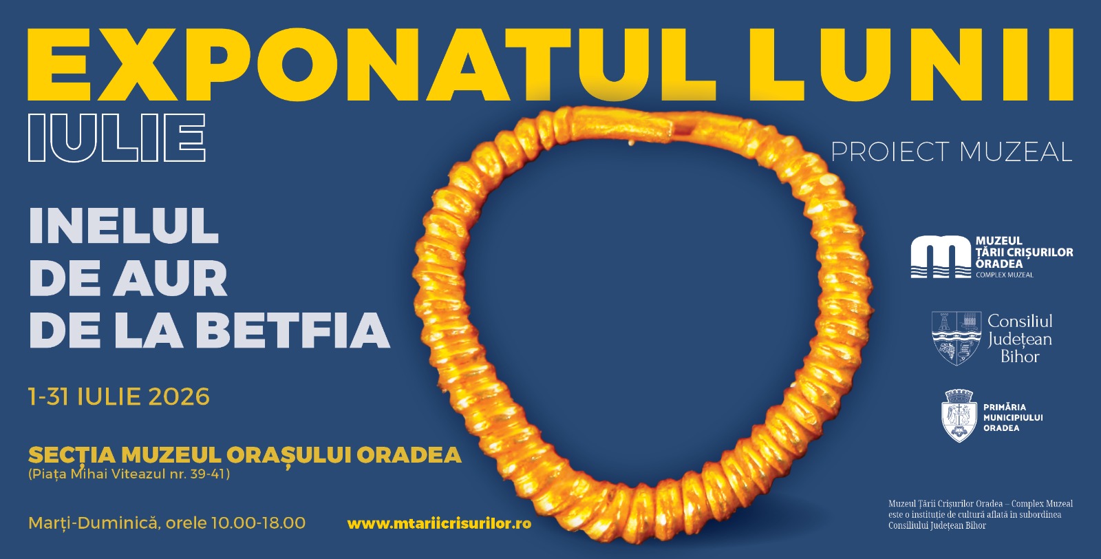 Inel de aur vechi de peste 3.000 de ani, expus la Muzeul Țării Crișurilor din Oradea