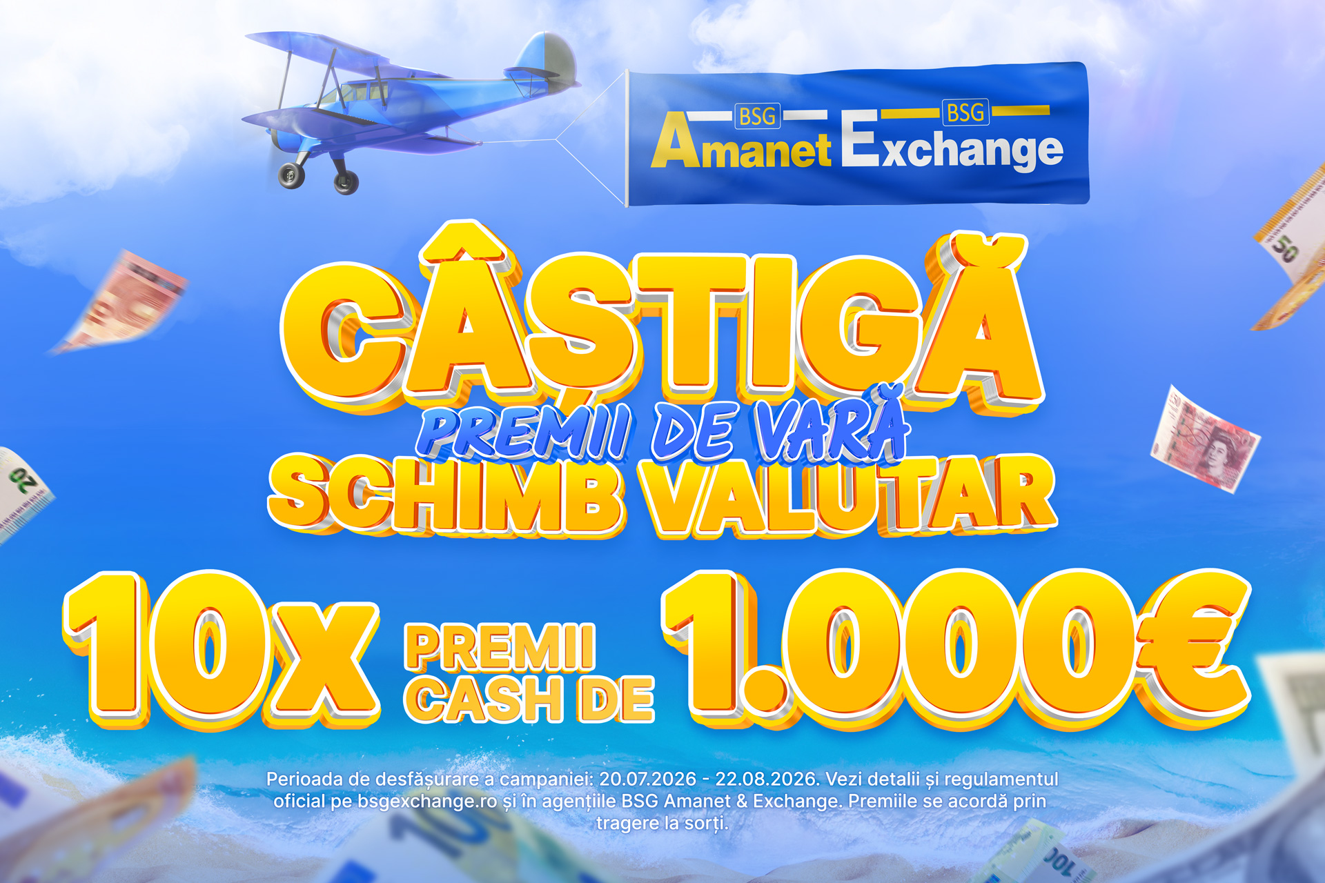De ce să schimbi bani în altă parte? La BSG Amanet & Exchange poți câștiga 1.000 de euro cash!