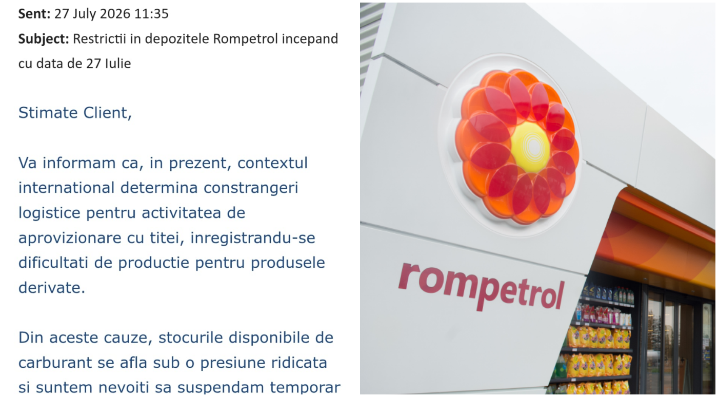 Rompetrol suspendă temporar livrările angro de carburanți din depozite