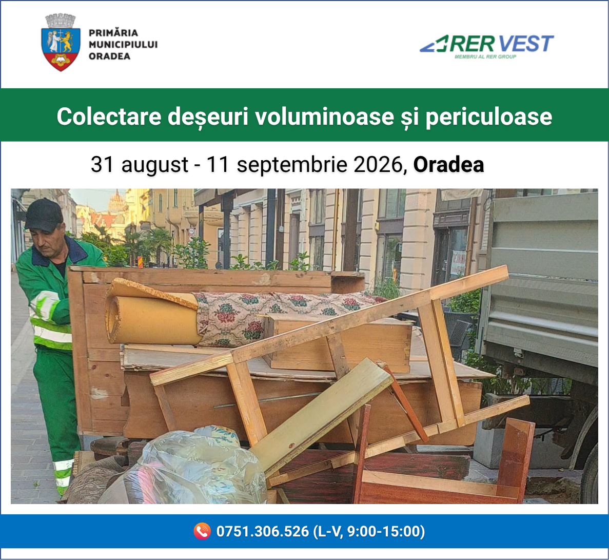 Deșeurile voluminoase și periculoase se colectează gratuit în Oradea