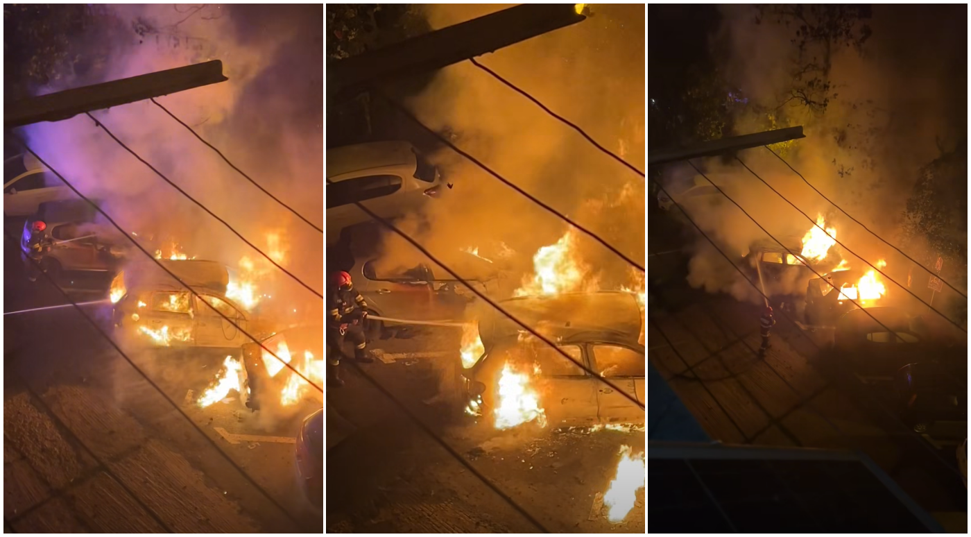 Două mașini distruse într-un incendiu din Oradea