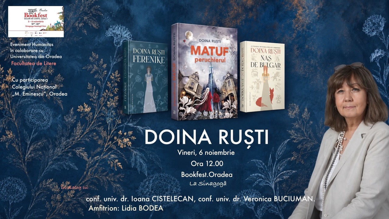Facultatea de Litere alături de Doina Ruști care vine la Oradea, pentru prima ediție a Bookfestului, cu noul ei roman, Matuf, peruchierul